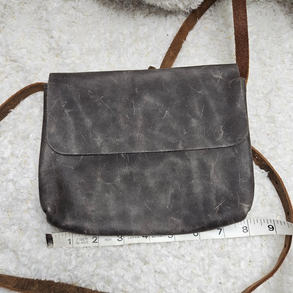 In Blue Handmade Distressed Leather Made in USA Crossbody - Picture 6 of 6